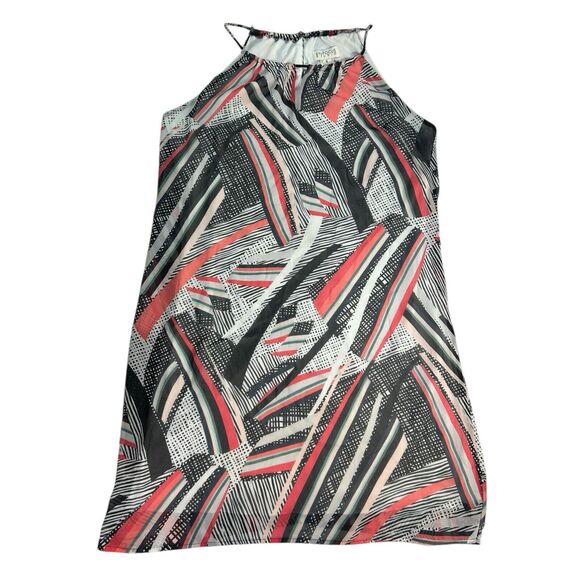 Enfocus Studio Dresses & Skirts - En focus Studio Size 8 Abstract Stripe Halter Shift Dress Black White Coral Teal